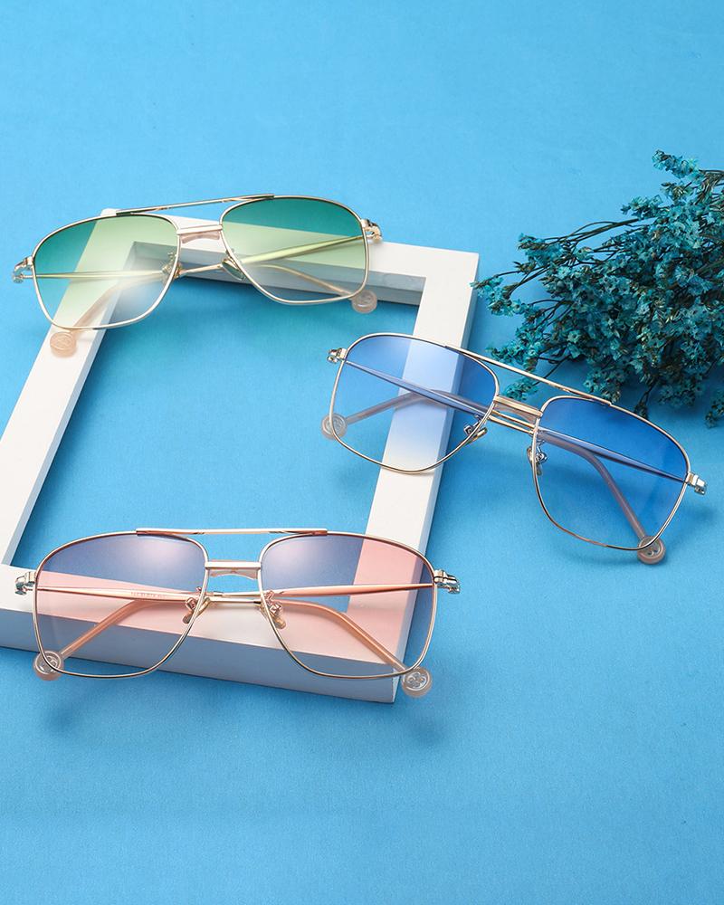

Square Metal Frame Flexible Sunglasses, Blue
