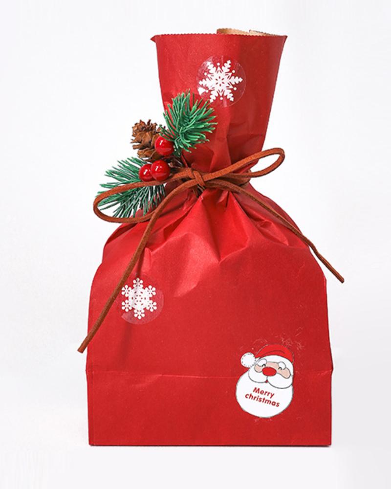 

Set Christmas Print Paper Packaging Bag, Red