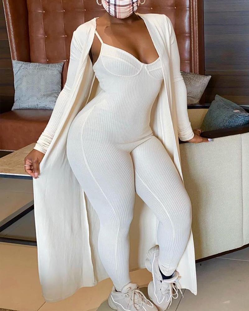 

Rib Knit Jumpsuit & Outerwear, White