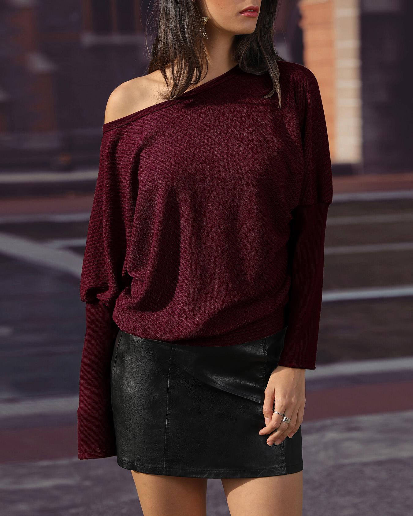 

Solid Long Sleeve Casual Blouse