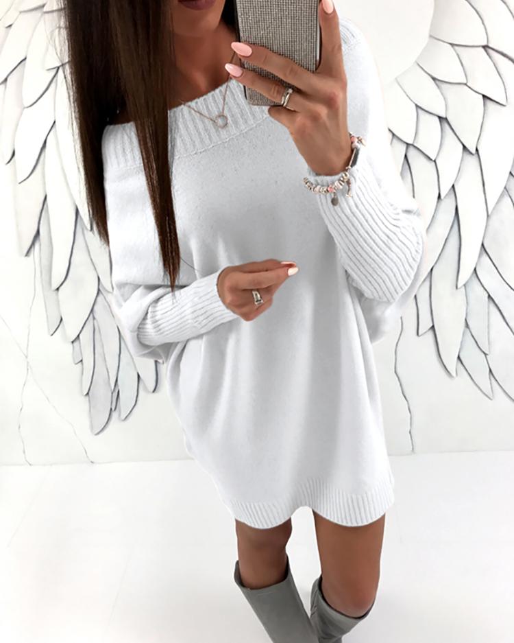 

Stylish Long Sleeve Solid Sweater Dress