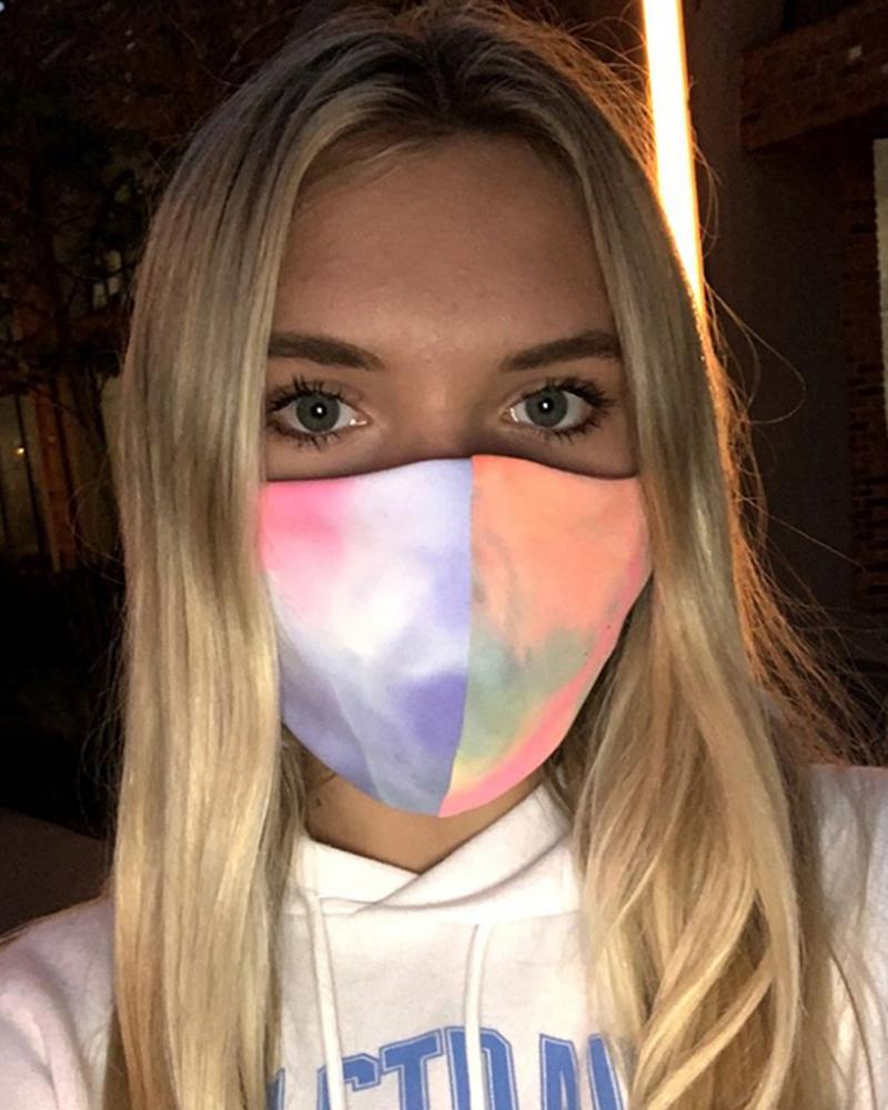 

Tie Dye Leopard Print Breathable Mouth Mask Washable And Reusable, Orange