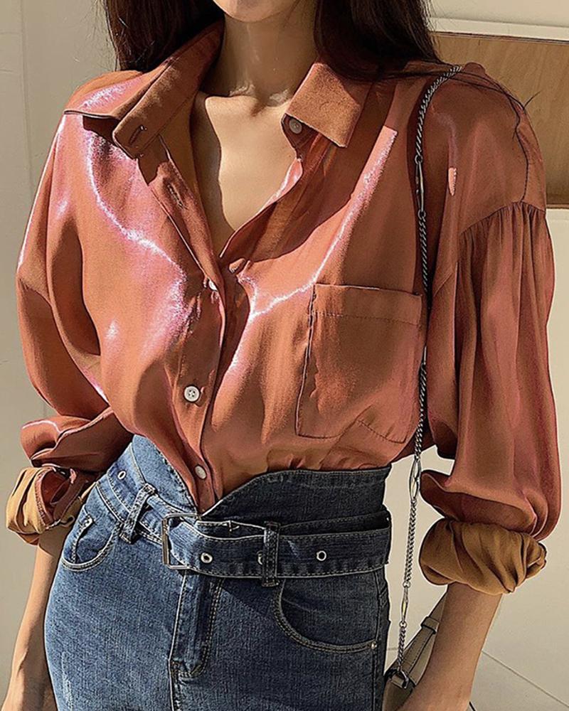 

Ombre Long Sleeve Casual Shirt, Orange