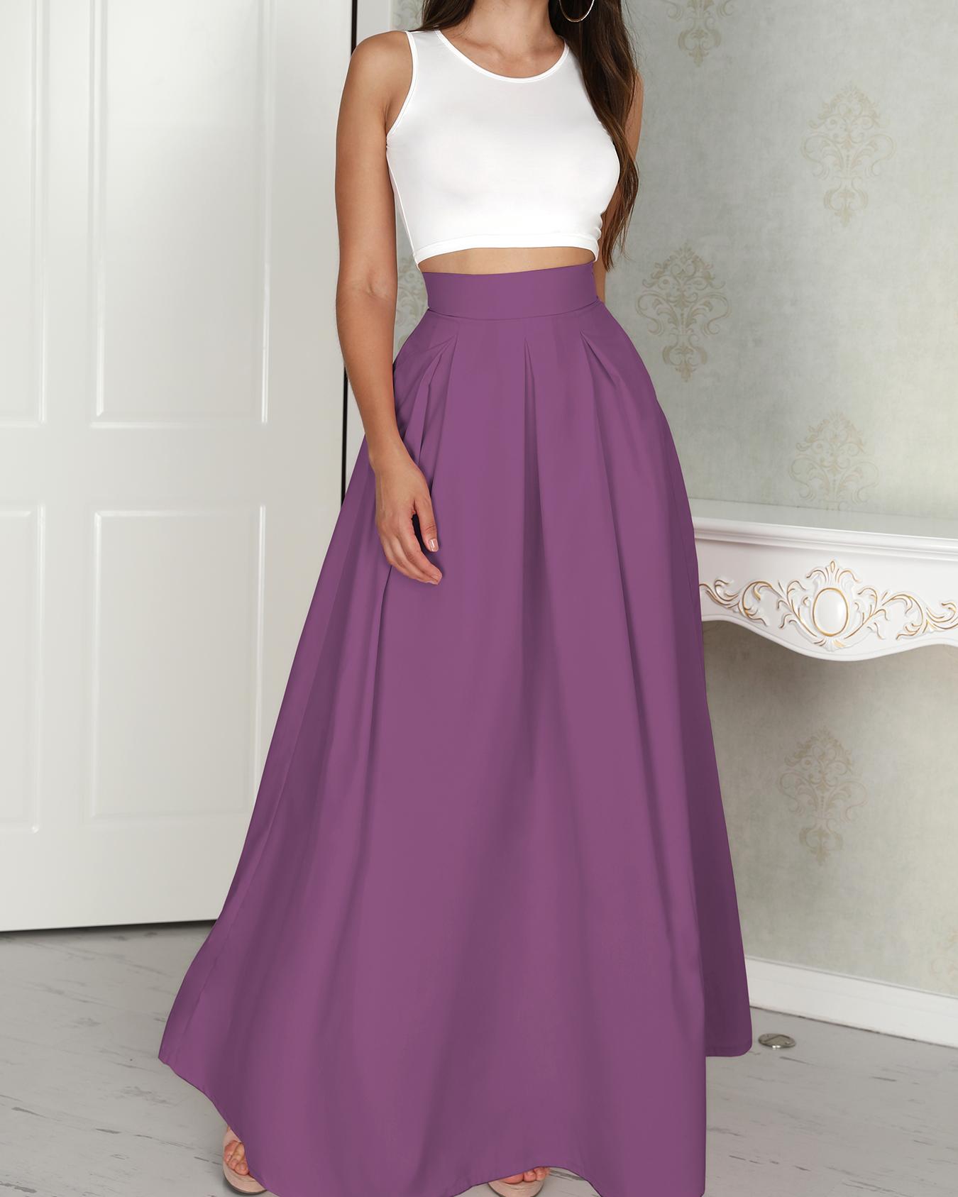 

Sleeveless Cropped Top & Pleated Skirt Sets, Purple