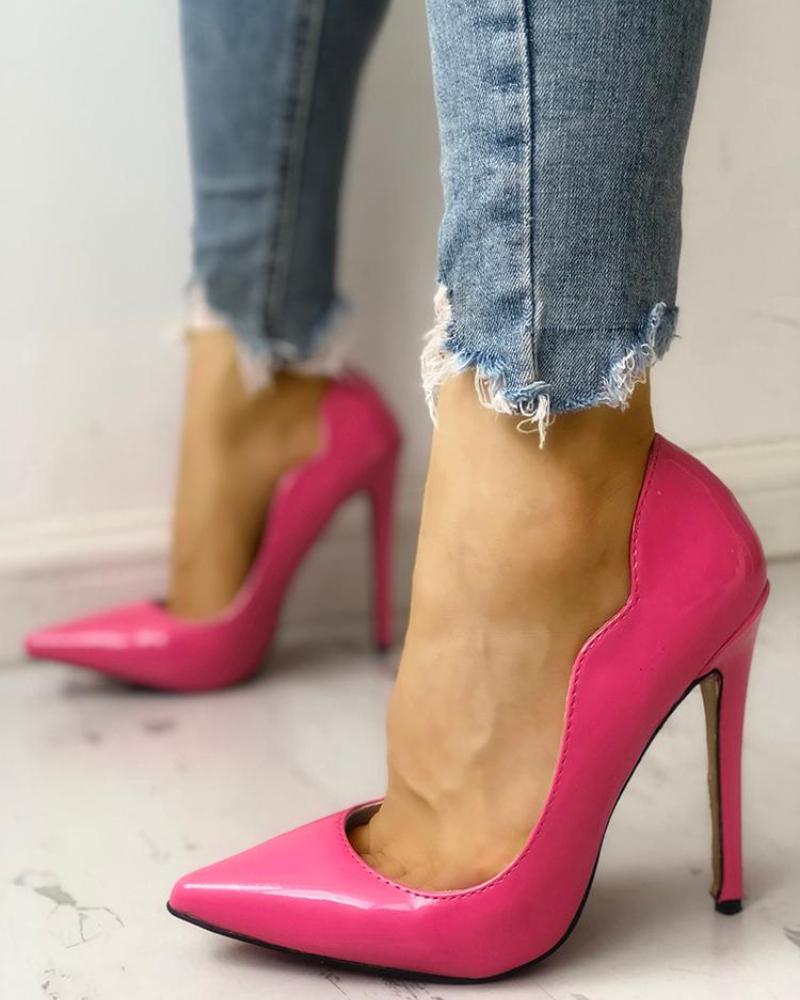 

Sexy Solid Stiletto Pumps, Hot pink