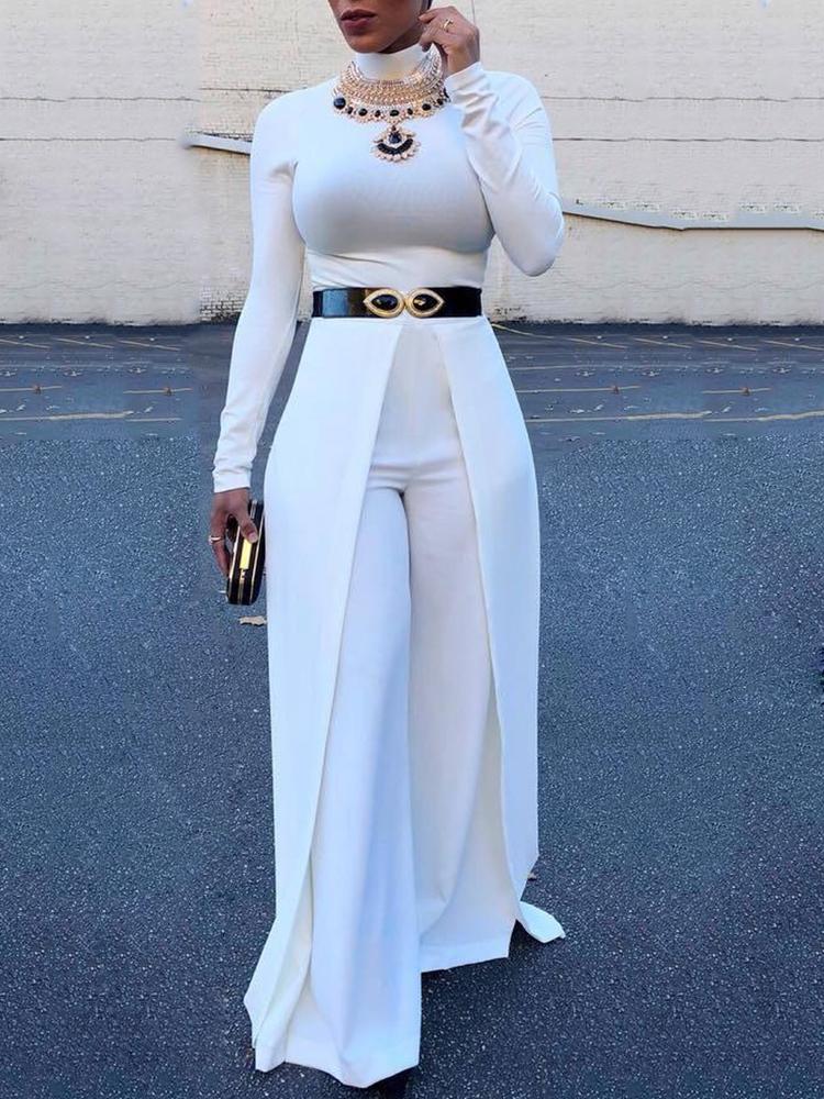 

Women High Neck Wide Leg Jumpsuit
