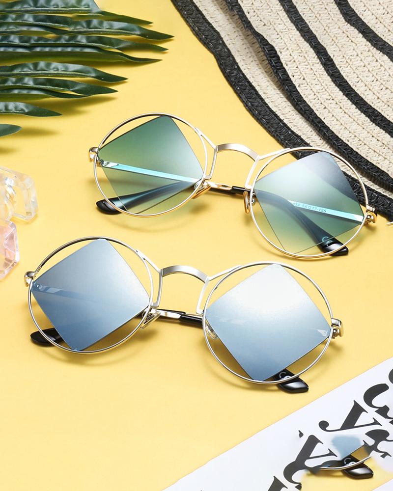 

Metal Frame Round Lens Sunglasses, Blue