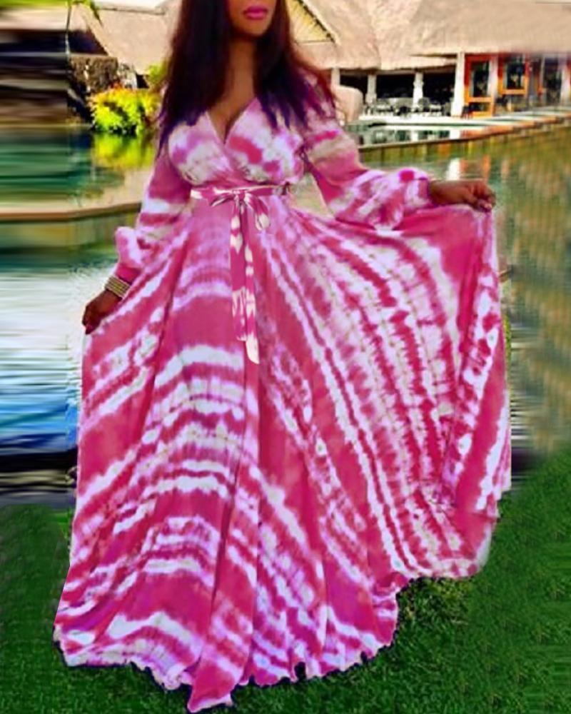 

Long Sleeve Leopard Print Maxi Dress, Pink