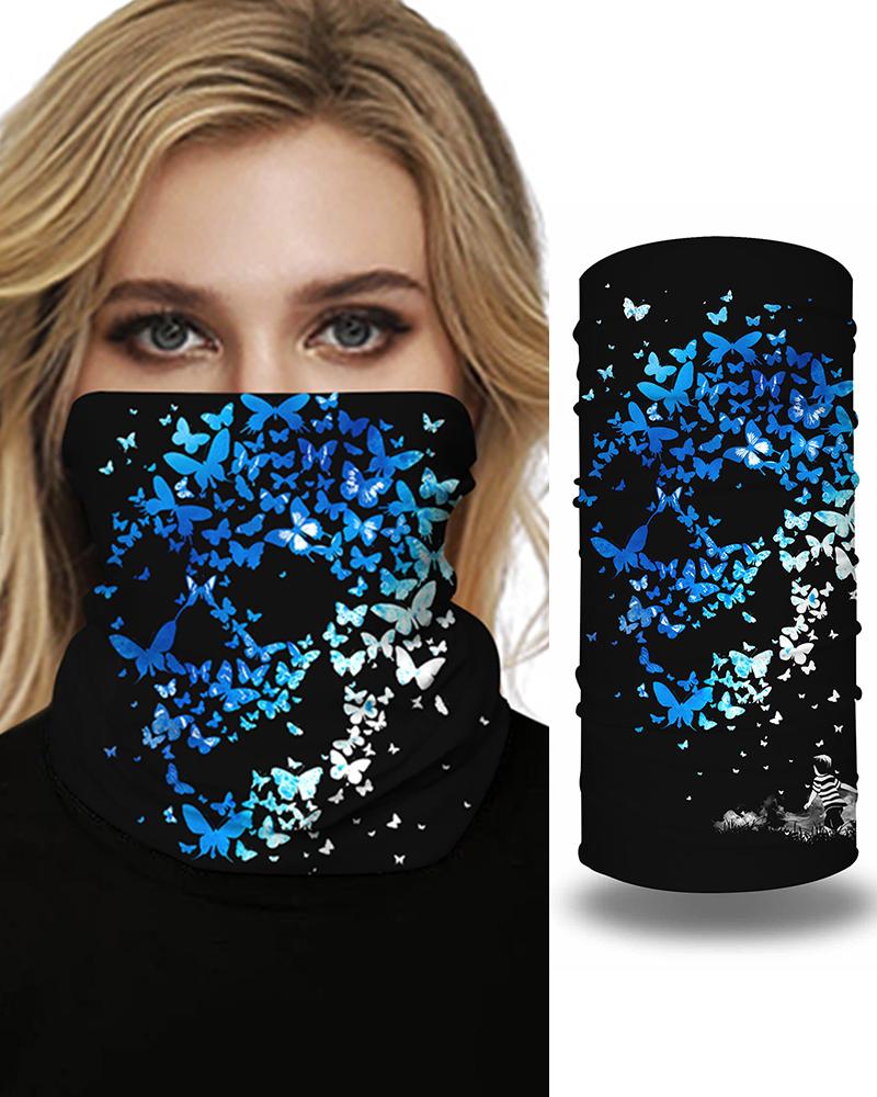 

Butterfly Print Breathable Face Bandana Magic Scarf Headwrap Balaclava, Blue