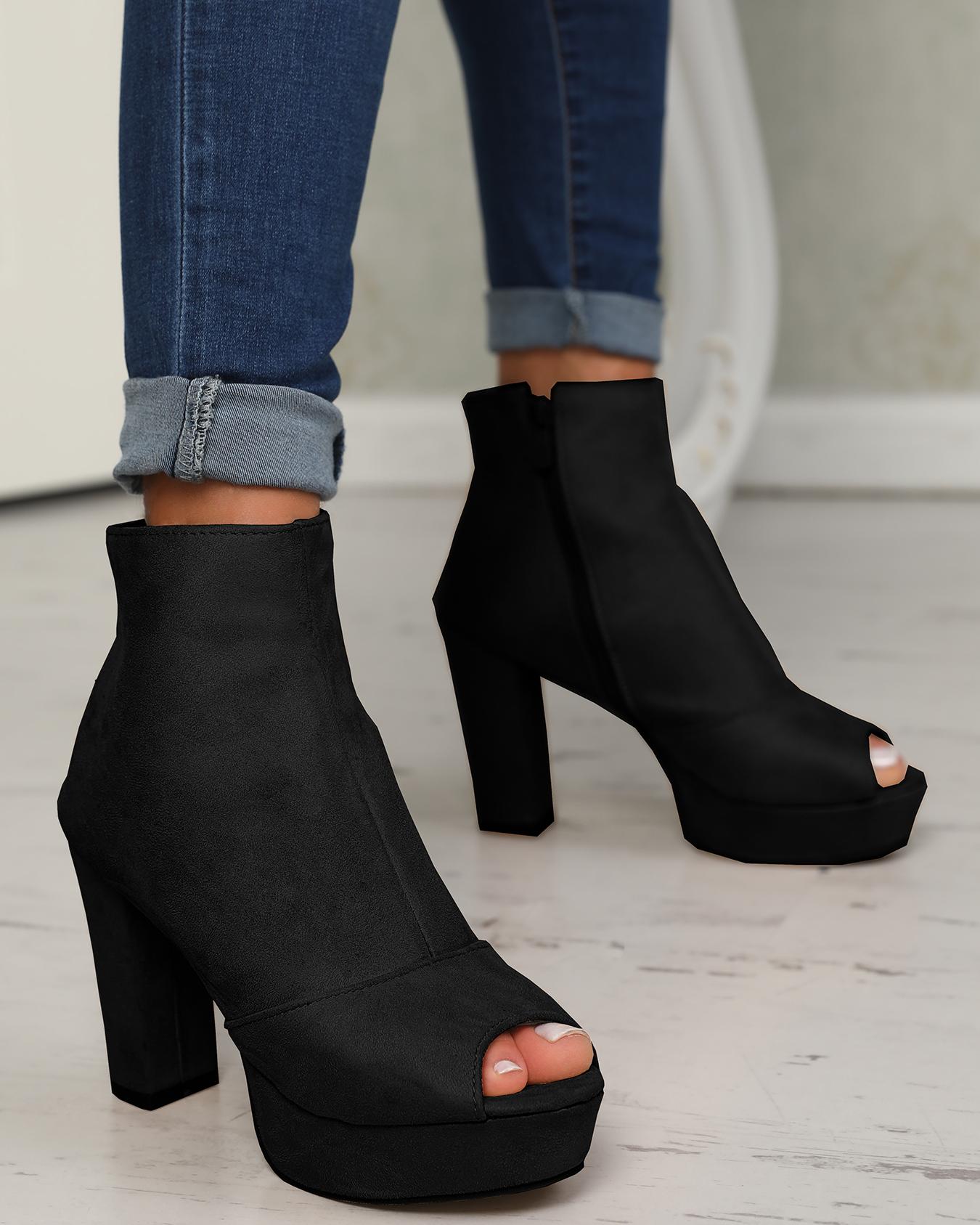 

Stylish Solid Color Open Toe Chunky Pumps, Black