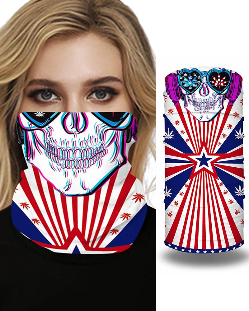 

Skull Print Breathable Face Bandana Magic Scarf Headwrap Balaclava, Red