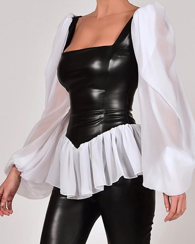 

Solid Flare Sleeve Cape Top, Black