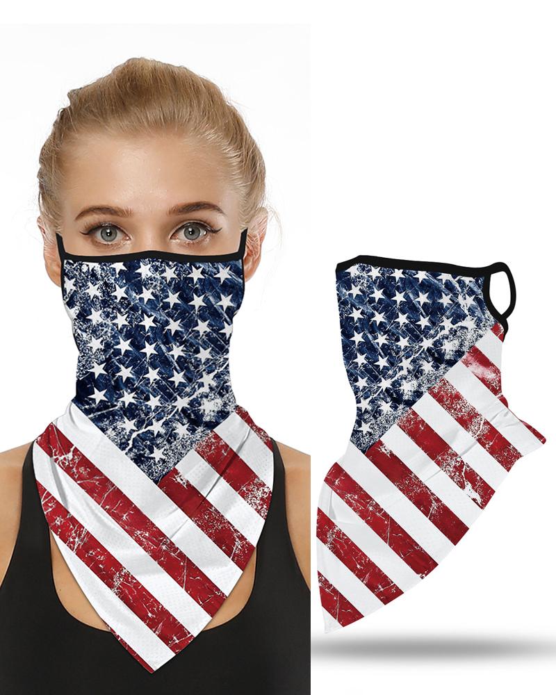 

Flag Letter Print Breathable Face Cover Bandana Windproof Motorcycling Dust Outdoors, Red