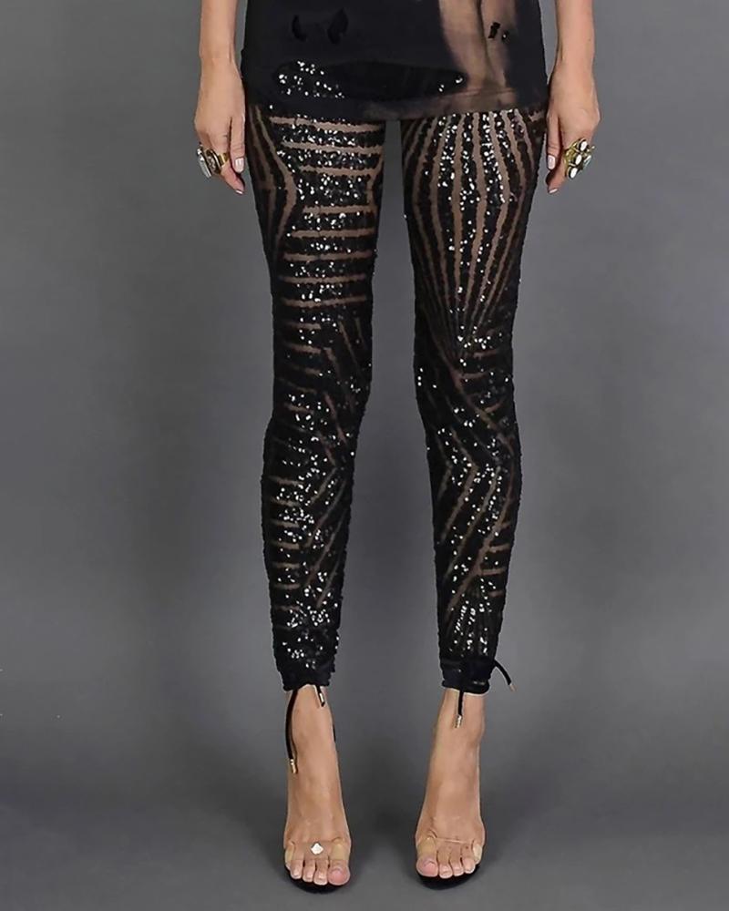 

Glitter High Waist Slinky Sequins Pants