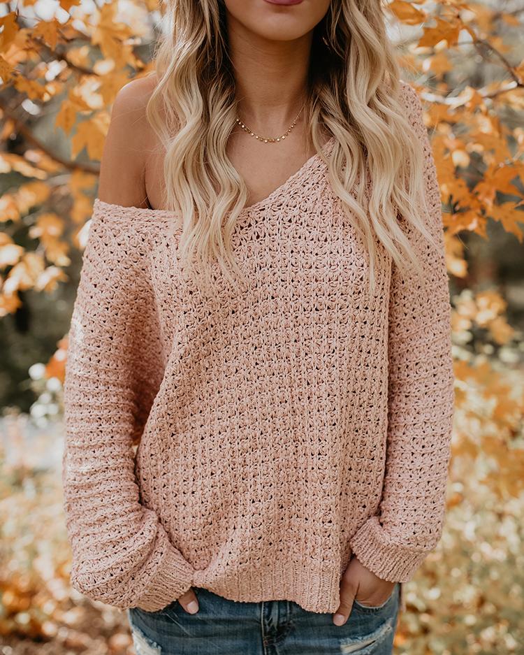 

Reversible Oversized Wide Neck Knitted Sweater, Beige;pink;white