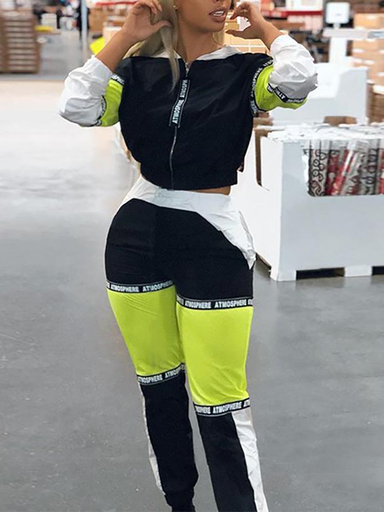 

Colorblock Hooded Top & Pants Sport Sets
