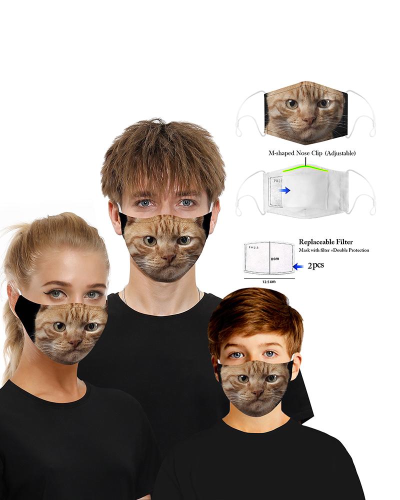 

Animal Print Mouth M .a. s. k Breathable Washable And Reusable With Replaceable Filter, Brown
