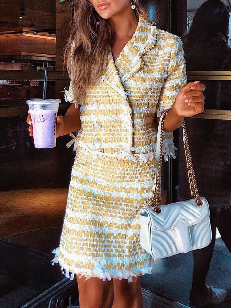 

Frayed Tweed Blazer & Skirt Set