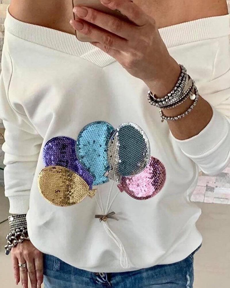 

Sequin Balloon Long Sleeve Sweatshirt