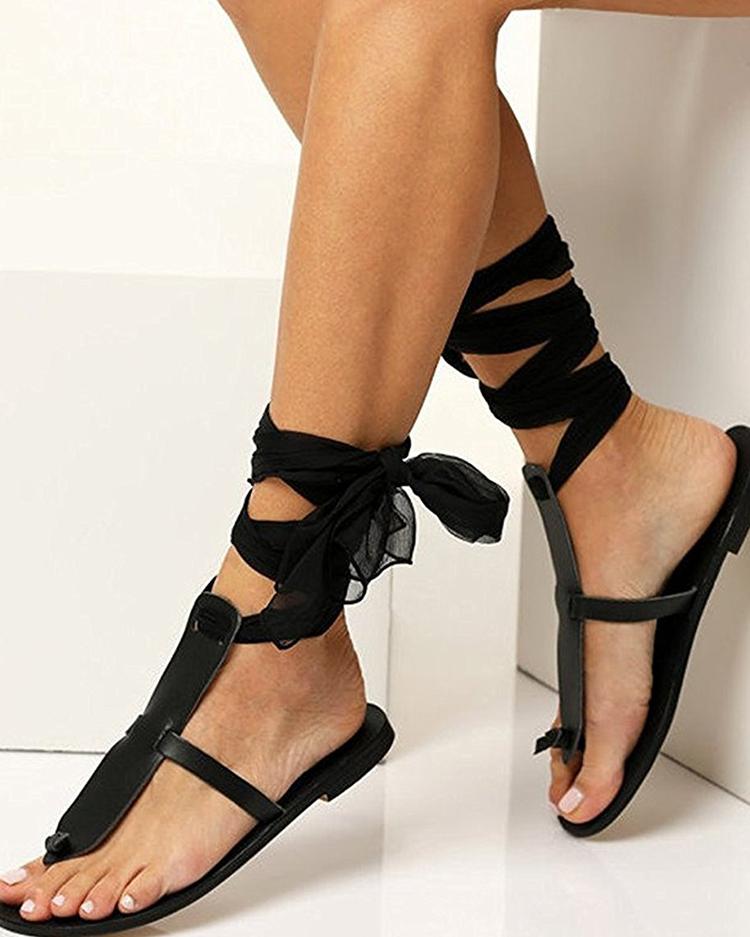 

Sexy Lace-Up Solid Color Sandals