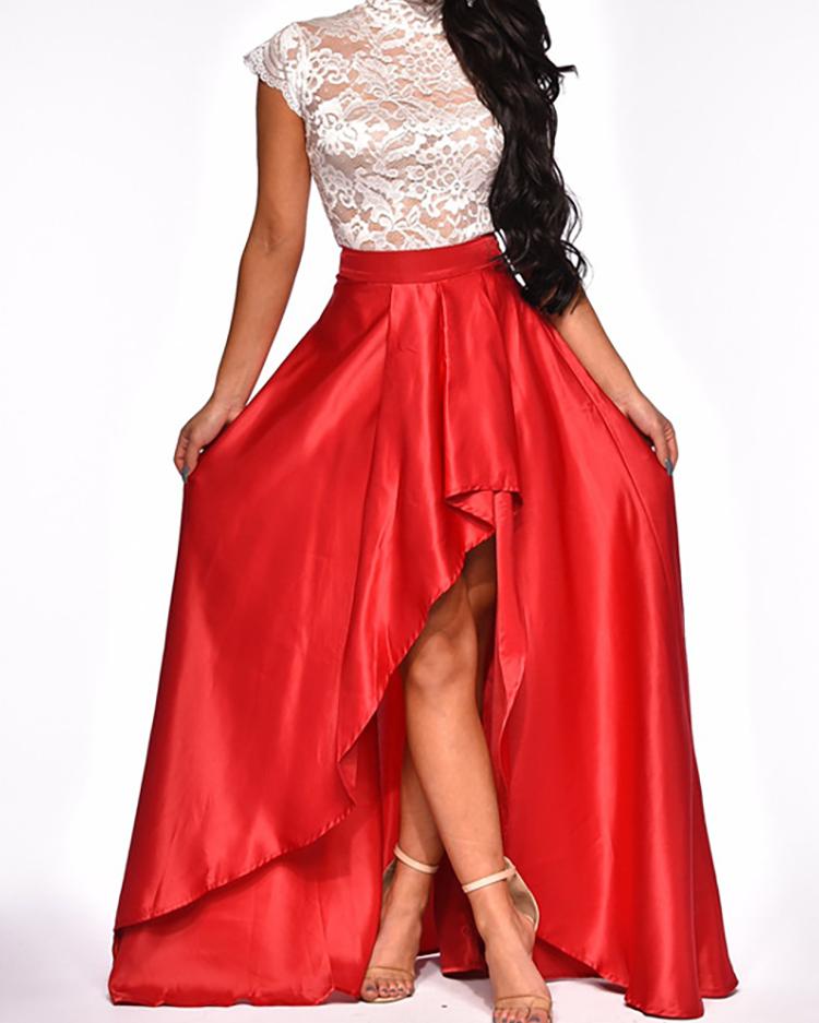 

Sheer Lace Top & Irregular Skirt Set
