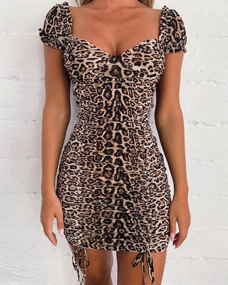 

Square Neck Leopard Print Dress