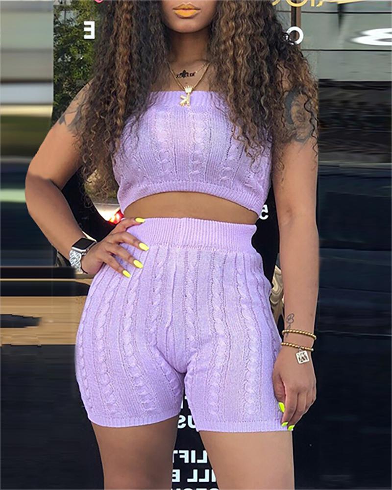 

Tube Crop Top & Short Sets, Purple