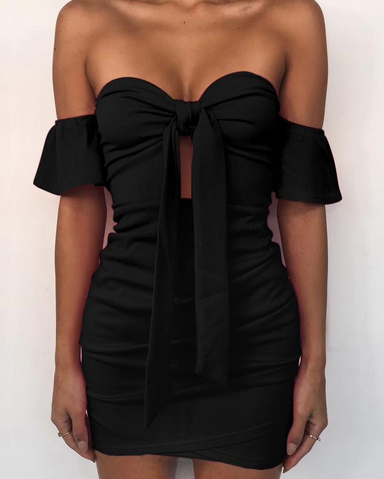 

Bowknot Strapless Bodycon Dress, Black